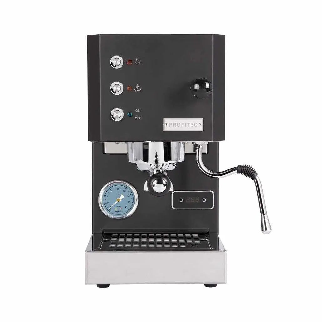 Profitec GO espressomasin musta värvi Rõhumõõturi ja aurutoruga professionaalseks kohviks.